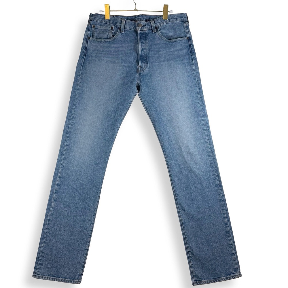 Levis 501 Original Fit Mens Jeans 33x34 Blue Straight Leg Button Fly Medium Wash